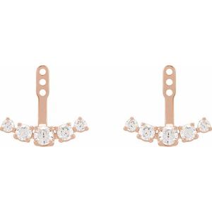 14K Rose 1 CTW Lab-Grown Diamond Curved Bar Earring Jackets