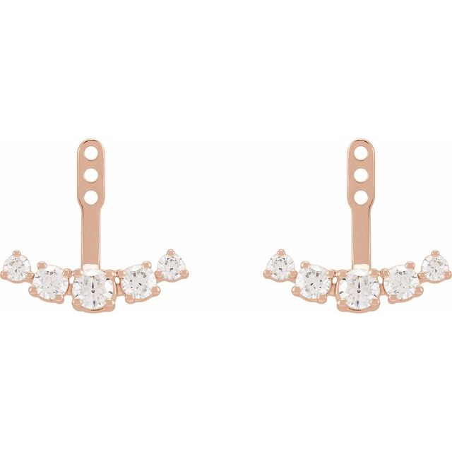 14K Rose 1 CTW Lab-Grown Diamond Curved Bar Earring Jackets