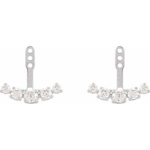 14K White 1 CTW Lab-Grown Diamond Curved Bar Earring Jackets