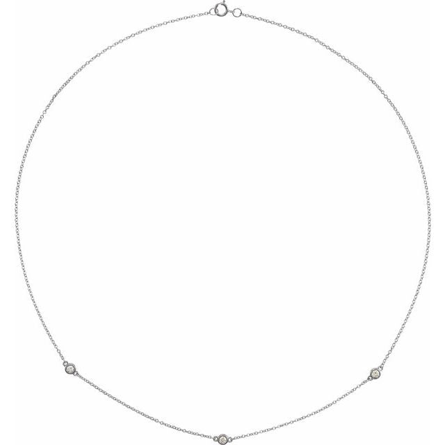 14K White 1/5 CTW Lab-Grown Diamond 3-Station 18" Necklace