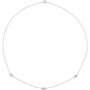 14K White 1/3 CTW Lab-Grown Diamond 3-Station 18" Necklace