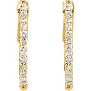 14K Yellow 1 CTW Lab-Grown Diamond Inside-Outside 26.5 mm Hinged Hoop Earrings