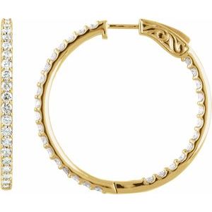 14K Yellow 5 CTW Lab-Grown Diamond Inside-Outside 41.5 mm Hinged Hoop Earrings