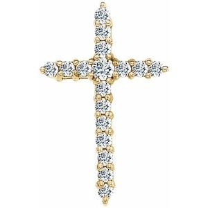 14K Yellow 1/3 CTW Lab-Grown Diamond Cross Pendant