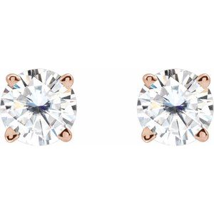 14K Rose 4.5 mm Stuller Lab-Grown Moissanite Stud Earrings