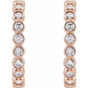 14K Rose 3/8 CTW Lab-Grown Diamond 14 mm Hoop Earrings