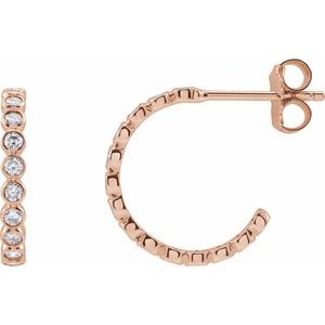 14K Rose 3/8 CTW Lab-Grown Diamond 14 mm Hoop Earrings