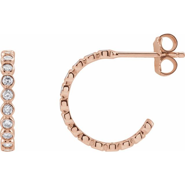 14K Rose 3/8 CTW Lab-Grown Diamond 14 mm Hoop Earrings