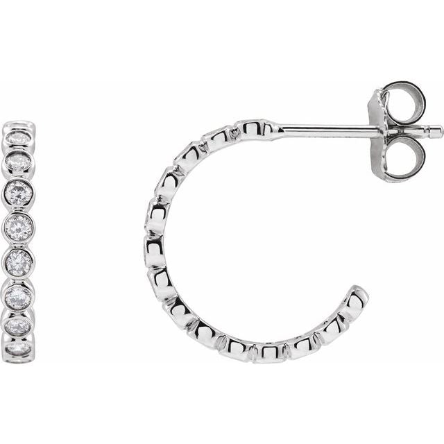 14K White 3/8 CTW Lab-Grown Diamond 14 mm Hoop Earrings