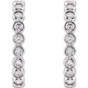 14K White 3/8 CTW Lab-Grown Diamond 14 mm Hoop Earrings