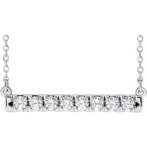 14K White 1/2 CTW Lab-Grown Diamond French-Set Bar 18" Necklace