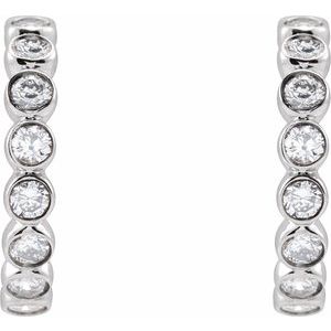 14K White 1/3 CTW Lab-Grown Diamond 11.1 mm Hoop Earrings