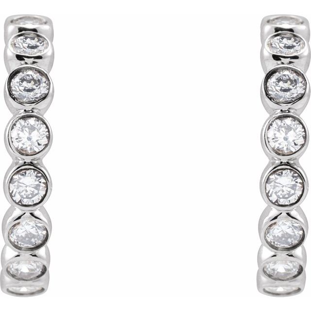 14K White 1/3 CTW Lab-Grown Diamond 11.1 mm Hoop Earrings