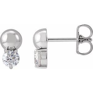 14K White 1/3 CTW Lab-Grown Diamond Bead Earring