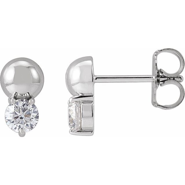 14K White 1/3 CTW Lab-Grown Diamond Bead Earring