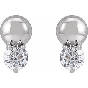 14K White 1/3 CTW Lab-Grown Diamond Bead Earring