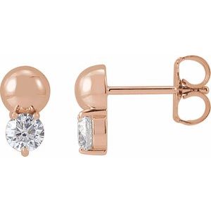 14K Rose 1/3 CTW Lab-Grown Diamond Bead Earring