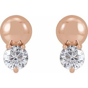 14K Rose 1/3 CTW Lab-Grown Diamond Bead Earring