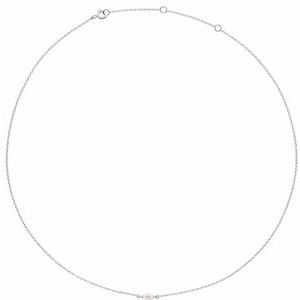 14K White 1/4 CT Lab-Grown Diamond 16-18" Necklace