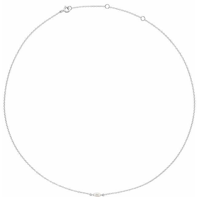 14K White 1/4 CT Lab-Grown Diamond 16-18" Necklace