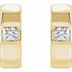14K Yellow 1/3 CTW Lab-Grown Diamond Hinged Huggie Earrings