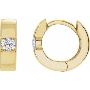14K Yellow 1/4 CTW Lab-Grown Diamond Hinged Huggie Earrings