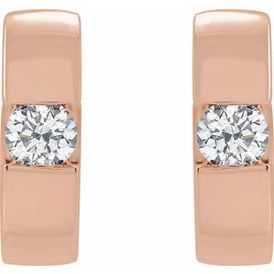 14K Rose 1/3 CTW Lab-Grown Diamond Hinged Huggie Earrings