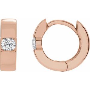 14K Rose 1/3 CTW Lab-Grown Diamond Hinged Huggie Earrings