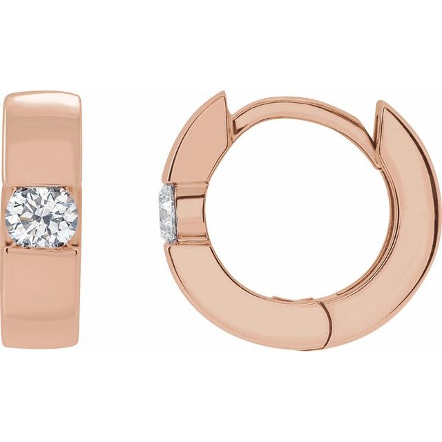 14K Rose 1/3 CTW Lab-Grown Diamond Hinged Huggie Earrings