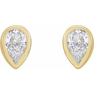 14K Yellow 1/10 CTW Lab-Grown Diamond Bezel-Set Earrings