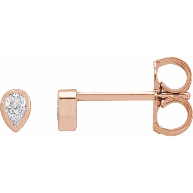 14K Rose .05 CT Lab-Grown Diamond Bezel-Set Earring
