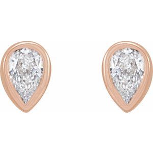 14K Rose 1/10 CTW Lab-Grown Diamond Bezel-Set Earrings