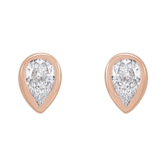 14K Rose 1/10 CTW Lab-Grown Diamond Bezel-Set Earrings