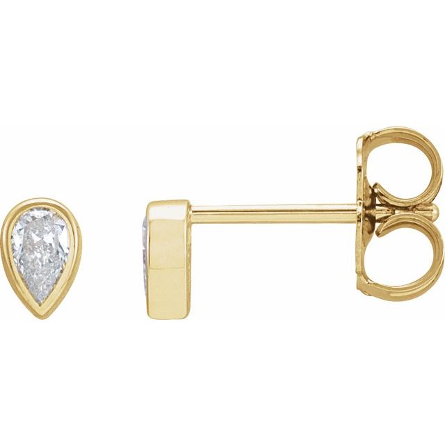 14K Yellow 1/10 CT Lab-Grown Diamond Bezel-Set Earring