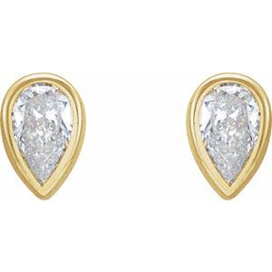 14K Yellow 1/10 CT Lab-Grown Diamond Bezel-Set Earring