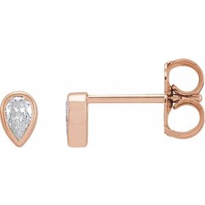 14K Rose 1/10 CT Lab-Grown Diamond Bezel-Set Earring