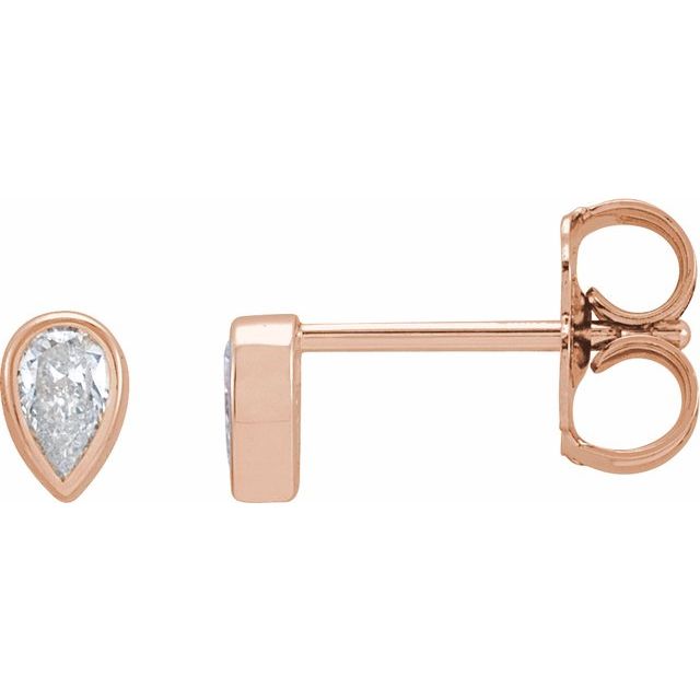 14K Rose 1/10 CT Lab-Grown Diamond Bezel-Set Earring