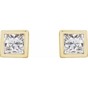 14K Yellow 1/8 CTW Lab-Grown Diamond Bezel-Set Earrings