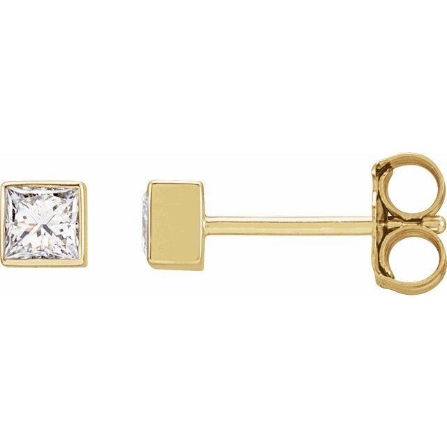14K Yellow 5/8 CTW Lab-Grown Diamond Bezel-Set Earrings