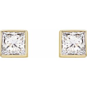 14K Yellow 5/8 CTW Lab-Grown Diamond Bezel-Set Earrings