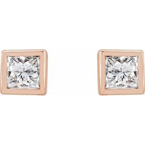 14K Rose 1/6 CTW Lab-Grown Diamond Bezel Earrings