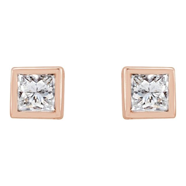 14K Rose 1/6 CTW Lab-Grown Diamond Bezel Earrings