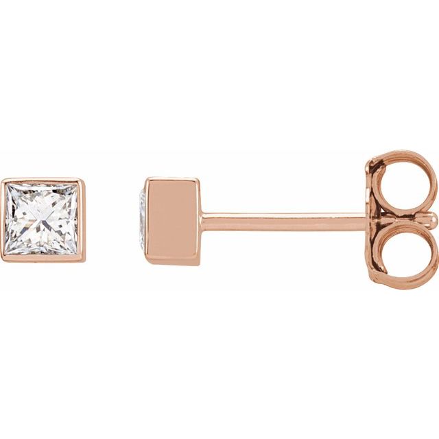 14K Rose 1/5 CTW Lab-Grown Diamond Bezel Earrings