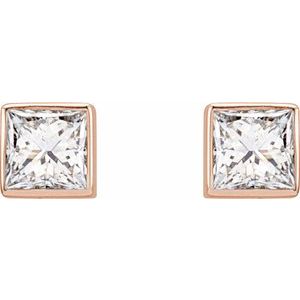 14K Rose 1/5 CTW Lab-Grown Diamond Bezel Earrings