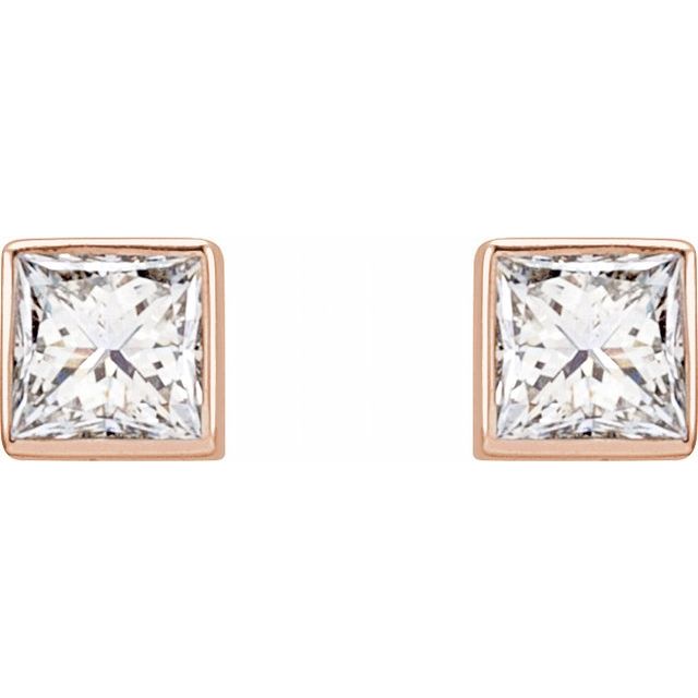 14K Rose 5/8 CTW Lab-Grown Diamond Bezel-Set Earrings