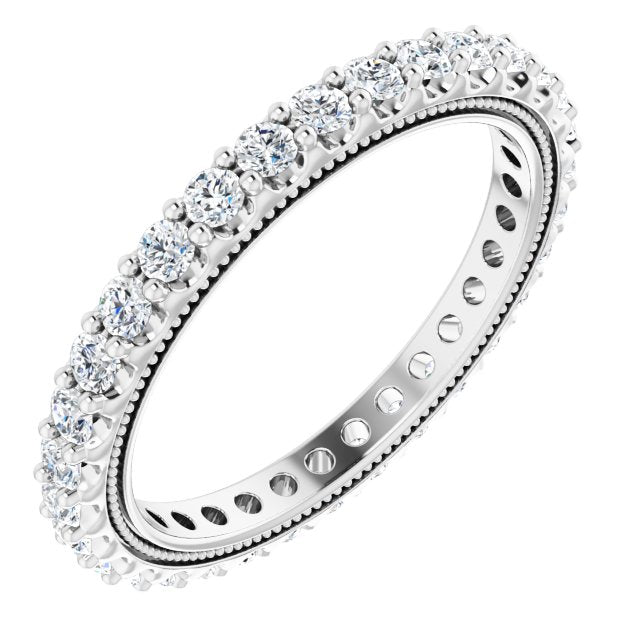 14K White 1 CTW Lab-Grown Diamond Eternity Band Size 7.5