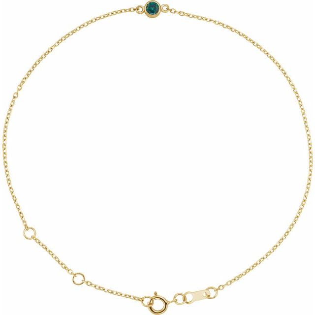 14K Yellow Lab-Grown Alexandrite 6 1/2-7 1/2" Bracelet