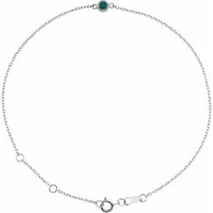 Sterling Silver Lab-Grown Alexandrite Bezel-Set Solitaire 6 1/2-7 1/2" Bracelet