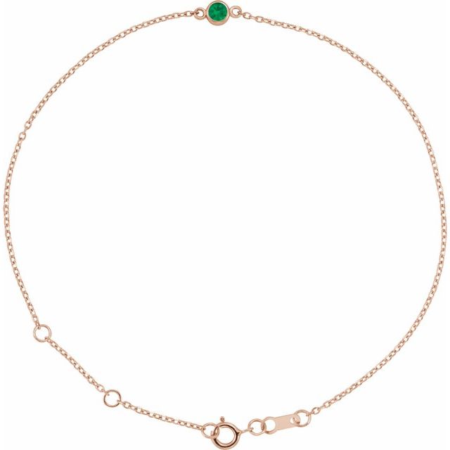 14K Rose Lab-Grown Emerald 6 1/2-7 1/2" Bracelet