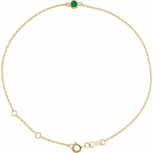 14K Yellow Lab-Grown Emerald 6 1/2-7 1/2" Bracelet